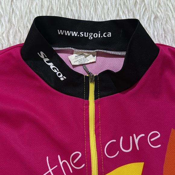 Sugoi pink yellow riding for the cure cycling jersey size xl - Picture 3 of 6